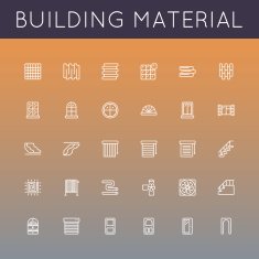 Vector Building Material Line Icons