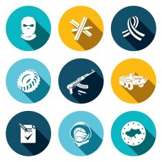 Opposition flat icon set