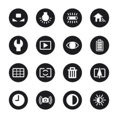 Camera Menu Icons Set 2 - Black Circle Series