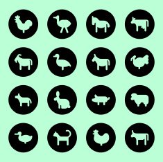 Farm Animals Icons - Circle