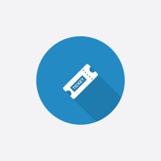ticket Flat Blue Simple Icon with long shadow