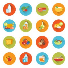 Healthy eating flat icons