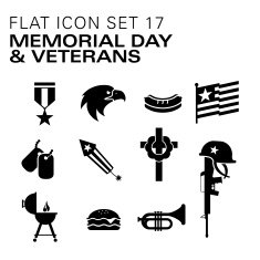 Flat icons Memorial Day & Veterans