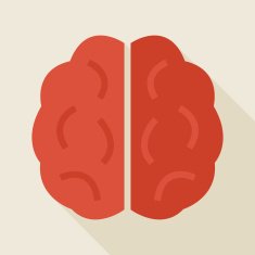 Flat Knowledge Human Brain Illustration with long Shadow N2