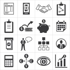 set of icons for business finance m-banking