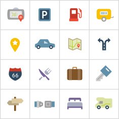 Road Trip Icons — Poly Series