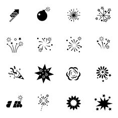 firework and spark icons set vector illustration