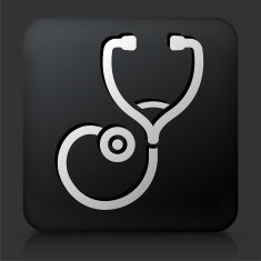 Black Square Button with Stethoscope
