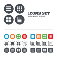 List menu icons Content view options