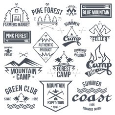 Set of retro vintage camping badges