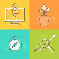 Vector business concepts in trendy linear style