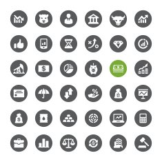 Stock Market and Finance vector icons