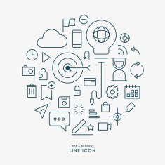 web and business line icon infographic