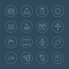 summer line icon set