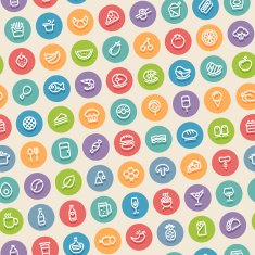 Color Tilted Seamless Pattern with Food Icons N2