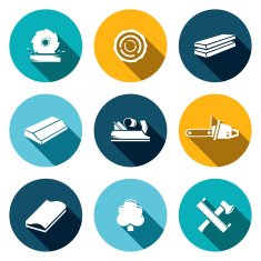 Woodworking flat Icons set