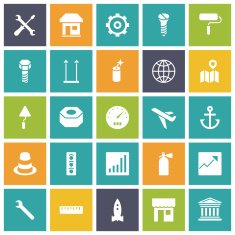 Flat design icons for industrial