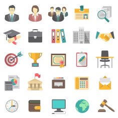 Modern Flat Business Resume Icons on white N2
