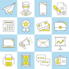 Set of business flat line icons