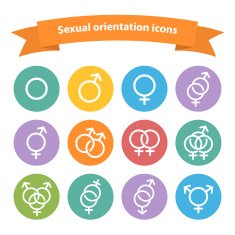 Vector sexual orientation white web icons symbol sign