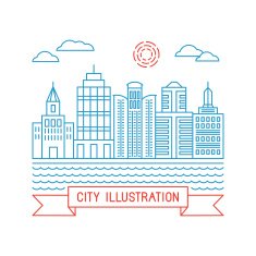 Vector city illustration in linear style