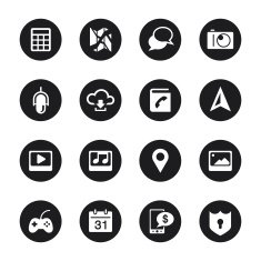 Smartphone Functions Icons - Black Circle Series