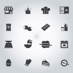 Flat icons set - Making cakes