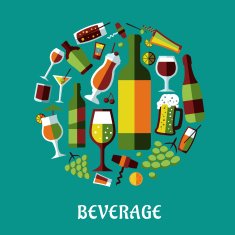 Beverages and alcohol drinks flat design poster