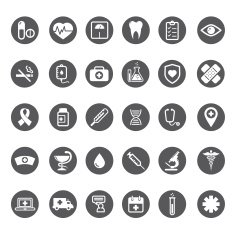 Grey vector medical buttons set