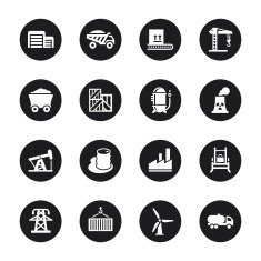 Factory and Industry Icons - Black Circle Series