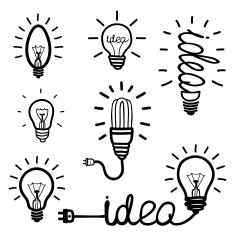 Hand drawn light bulb icons N2