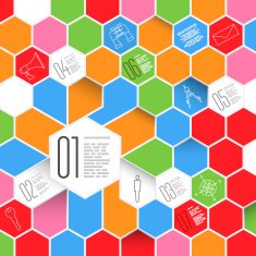 Hexagons Infographic Design with Icon Set Business Modern Template for