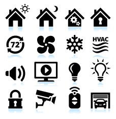 Home Automation and Security interface icons on White Background