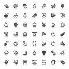 Vegan food flat icons with reflection