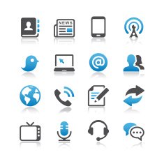 Illustrated communication and media icon set