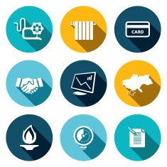 Natural gas industry flat icon set