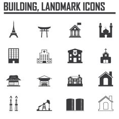 landmarks and building icons abstract vector set