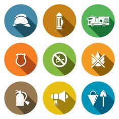 Fire Department Service flat icons set