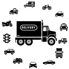 delivery truck and transportation icon ring border