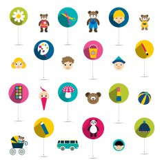 collection of children flat icon toys Vector isolated N2