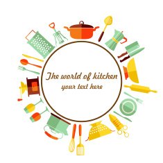 Kitchen background with flat icons and place for text N2