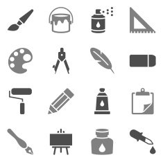 Drawing and Painting Icons Gray Color