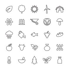25 outline universal agriculture farm icons