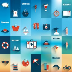 Summer flat icon on blur background Vector illustration N2