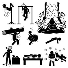 Hermit Extreme Physical and Mental Training Stick Figure Pictogram Icons