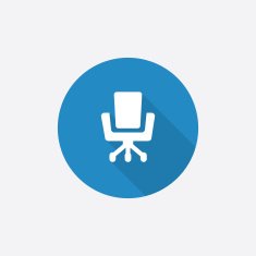 Office chair Flat Blue Simple Icon with long shadow