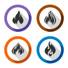 Set icons fire flames