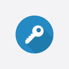 key Flat Blue Simple Icon with long shadow