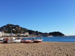 boats on the beach of the Mediterranean on the Costa Brava