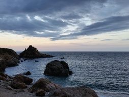 evening rocky beach landscape